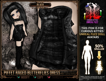 [Mesh] =^.^= Curious Kitties Unreal Fuzz - Piffet Raged Butterflies Dress - Black