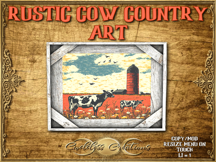 )O( GC: Rustic Cow Country Wall Art 