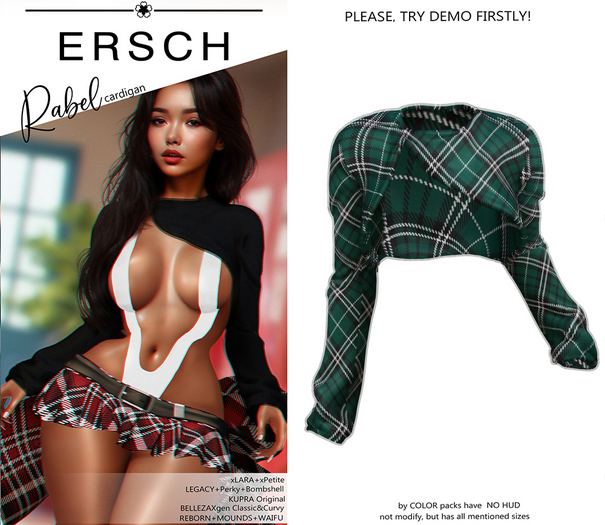 ERSCH - Rabel Cardigan -plaid green-