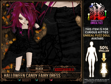[Mesh] =^.^= Curious Kitties Unreal Fuzz - Halloween Candy Fairy Dress - Black