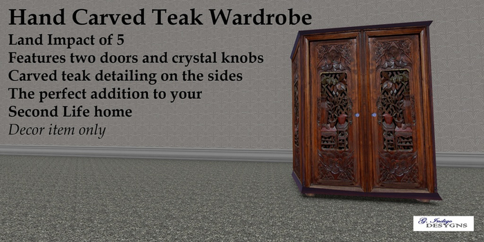 Hand Carved Teak Wardrobe Box
