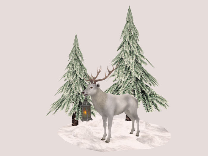 WINTER TREES WITH DEER