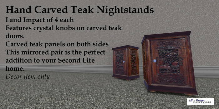 Hand Carved Teak Nightstands Box