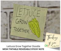 LETTUCE GROW TOGETHER DOODLE Thinking of You Sticky Note