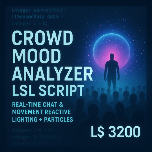Crowd Mood Analyzer LSL Script – Real-Time Chat & Movement Reactive Lighting + Particles (Full Perm)