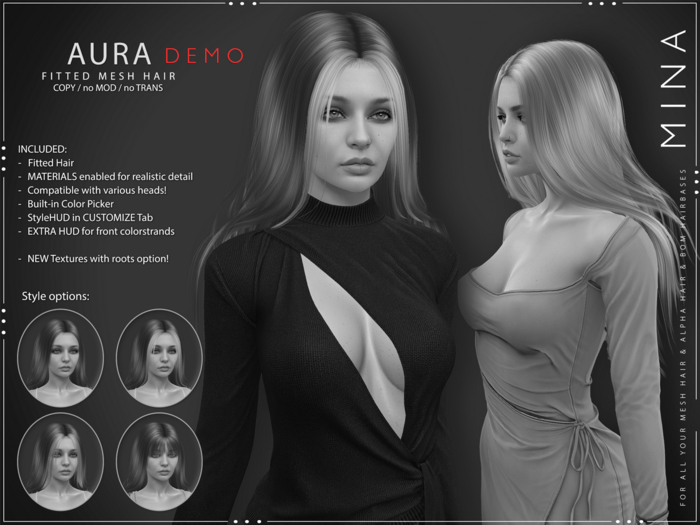 MINA Hair - Aura - All colors [Add to Unpack] DEMO