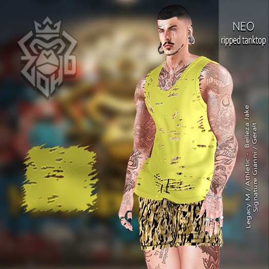[ZH] Neo Ripped Tanktop - Yellow (ADDUNPACK)