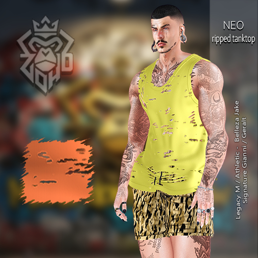[ZH] Neo Ripped Tanktop - Orange (ADDUNPACK)