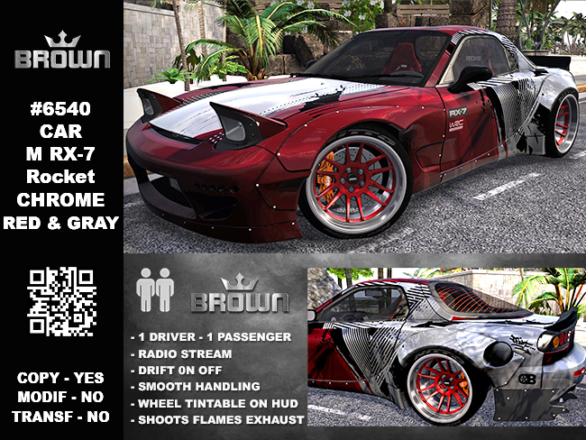 6540# CAR M RX-7 Rocket - CHROME RED & GRAY (BOX)