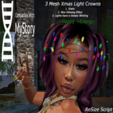 !GLAMO! Pkg HUD_3 Xmas LightUp Headbands (MyStory)