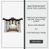 ♥ Waterfront Fireplace Candles Black and Brown Bow ♥