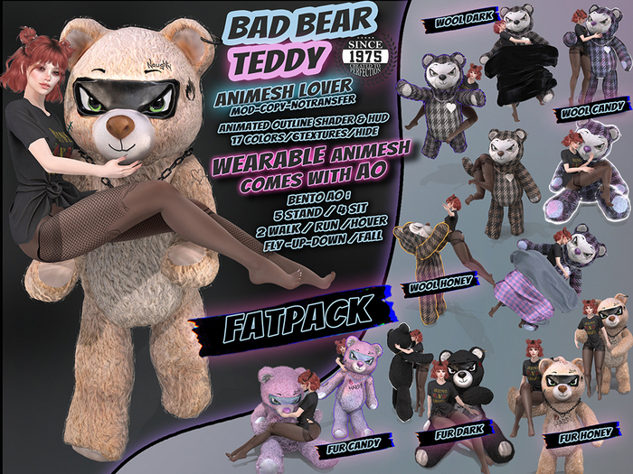 [Since1975] Bad Bear Teddy : Animesh Lover / FATPACK