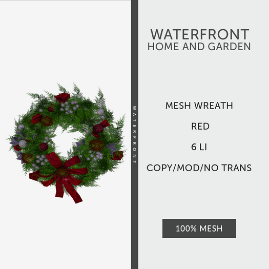 ♥ Waterfront Christmas Wreath Red ♥