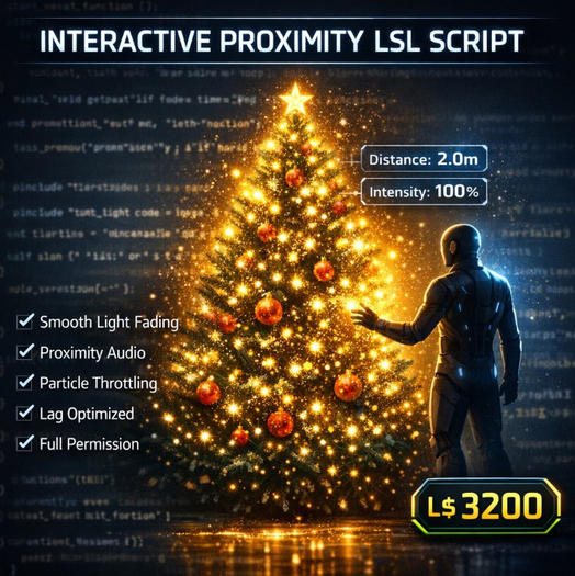 [Full Perm] Interactive Proximity Script Engine: Smooth Fading Lights, Audio & Particles - Optimized Christmas / Holiday