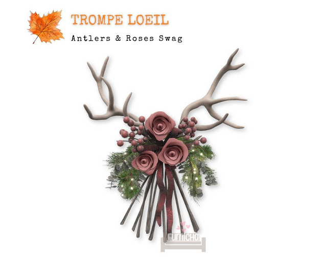 Trompe Loeil - Advent - Antlers & Roses Swag