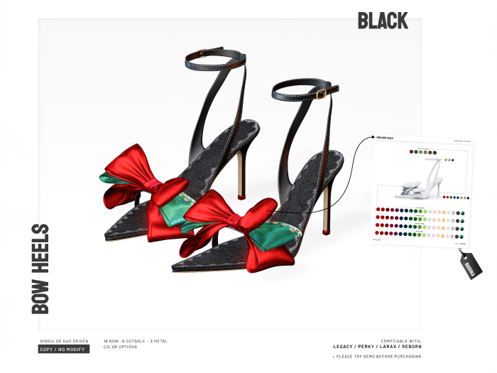 BASHKA - Xmas Bow Heels (Black)
