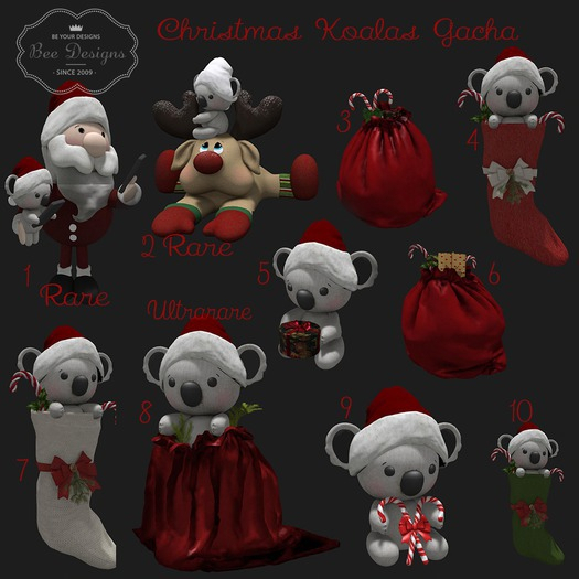 01 Bee Designs Christmas Koalas RARE