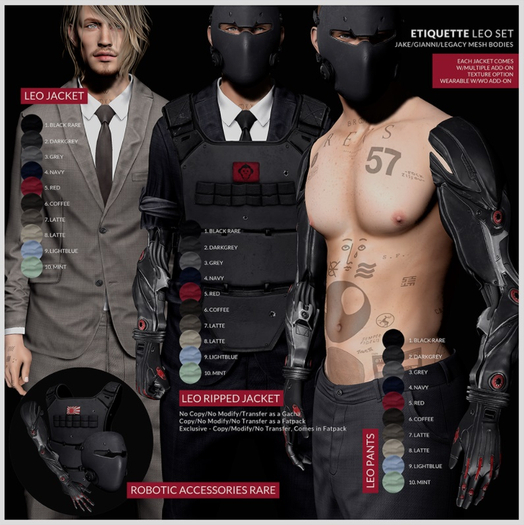 .etiquette. Leo Arm / Jacket Legacy Body - FULL SET -  RARE