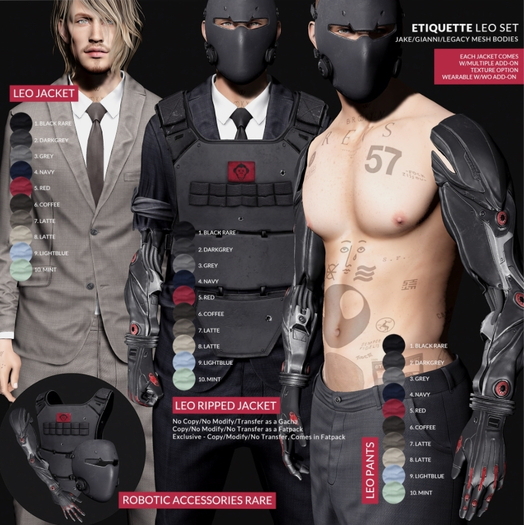.etiquette. Leo Arm / Jacket Legacy Body - FULL SET -  RARE