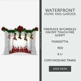 ♥ Waterfront Fireplace Candles Red Poinsettia ♥