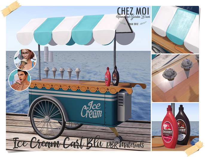 CHEZ MOI Ice Cream Cart Blu (PBR)