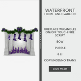 ♥ Waterfront Fireplace Candles Purple Bow ♥