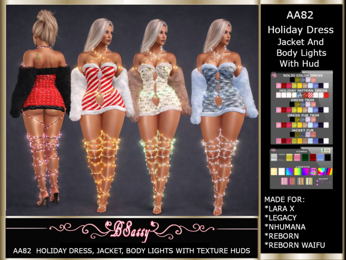 *BSASSY* AA82 XMAS DRESS WITH BODY LIGHTS AND HUD