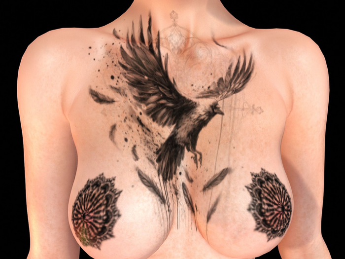 Ravenstone - 2K Crow Goth Tattoo BOM T35 Chest