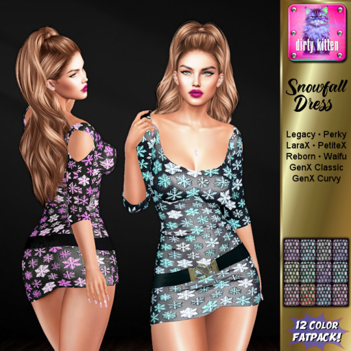 dirty kitten Snowfall Dress FATPACK  