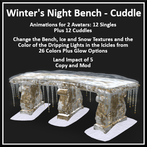 Winter's Night Stone Bench - Cuddles - Ever Green