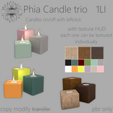 ~LLc~ Phia Candle trio 1LI w. texture HUD