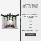 ♥ Waterfront Fireplace Candles Pink Bow ♥
