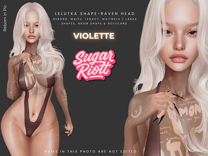*Sugar Riott* Violette Shape-Lelutka Raven Head