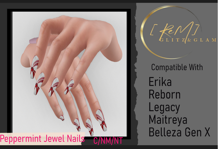 [ReM] Peppermint Jewel Nails
