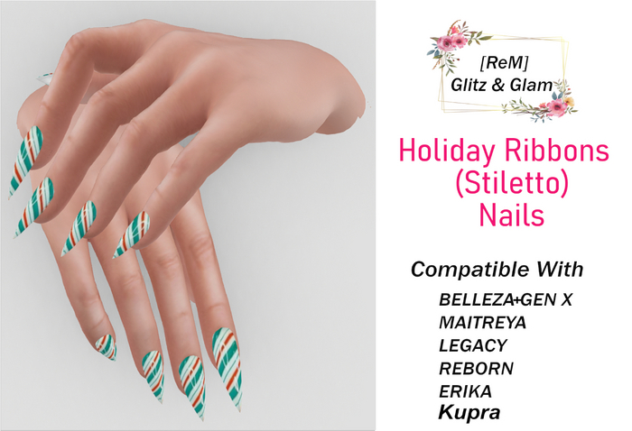 [ReM]-Holiday Ribbon Nails