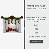 ♥ Waterfront Fireplace Candles Red Bow ♥