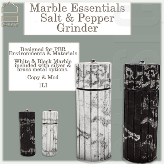 Baesic. Marble Essentials - Salt & Pepper Grinder set 