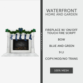 ♥ Waterfront Fireplace Blue Bow ♥