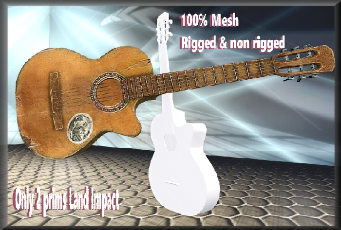 FULL PERM Old Acoustic Guitar – Rigged & Unrigged Mesh Musical Instrument