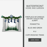 ♥ Waterfront Fireplace Candles Blue Poinsettia ♥