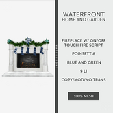 ♥ Waterfront Fireplace Blue Poinsettia ♥