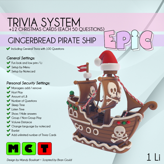 [EPIC Trivia System] Gingerbread Pirate (+12 Cards) (ADD ME) 