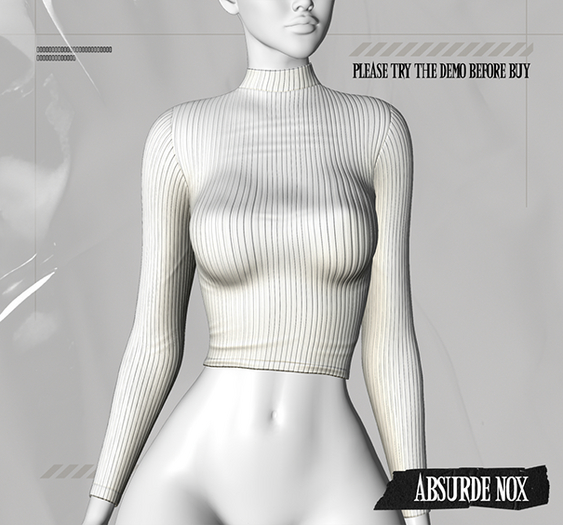 Absurde Nox - Blouse Ribbed Nox // White
