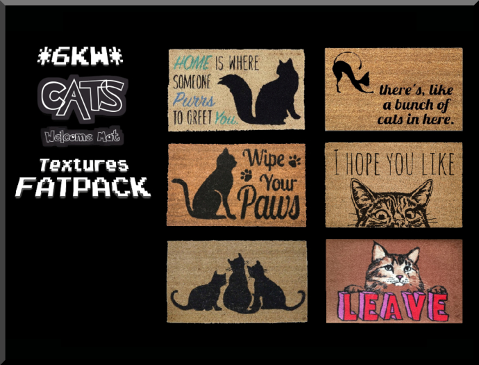 *6KW* FULL PERM Cats Welcome Mat Textures FATPACK