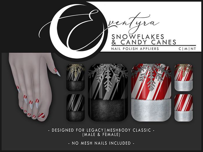 Eventyra - Legacy Nail HUD - Snowflakes & Candy Canes