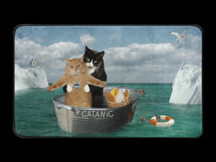 *6KW* FULL PERM Cat Titanic Welcome Mat Texture