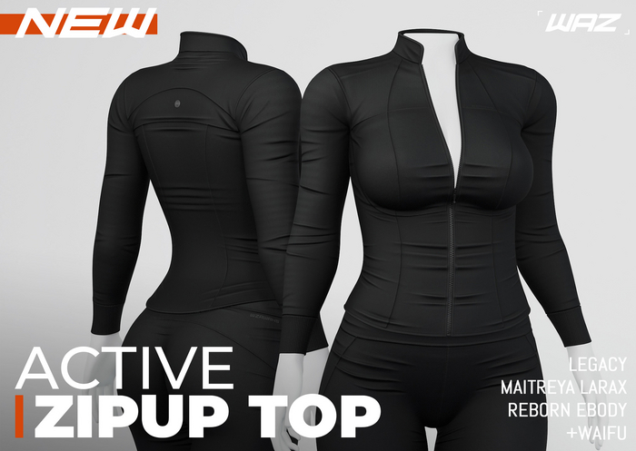 WAZ - Active Zipup Top (Black)