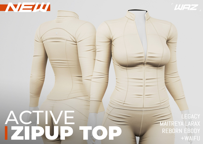 WAZ - Active Zipup Top (Beige)