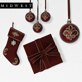 Midwest . Midnight Noel . Stocking, Box, Ornaments . Red