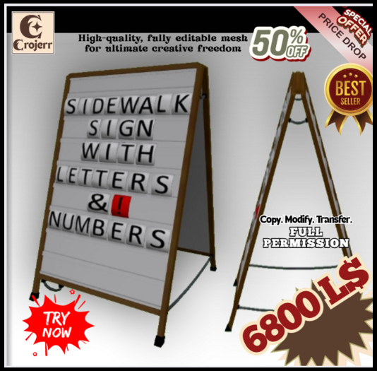 Mesh Sidewalk Sign (129161) - (Full Permissions)